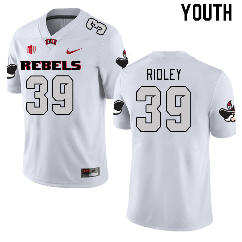 Youth #39 Hunter Ridley UNLV Rebels 2023 College Football Jerseys Stitched-White - Click Image to Close